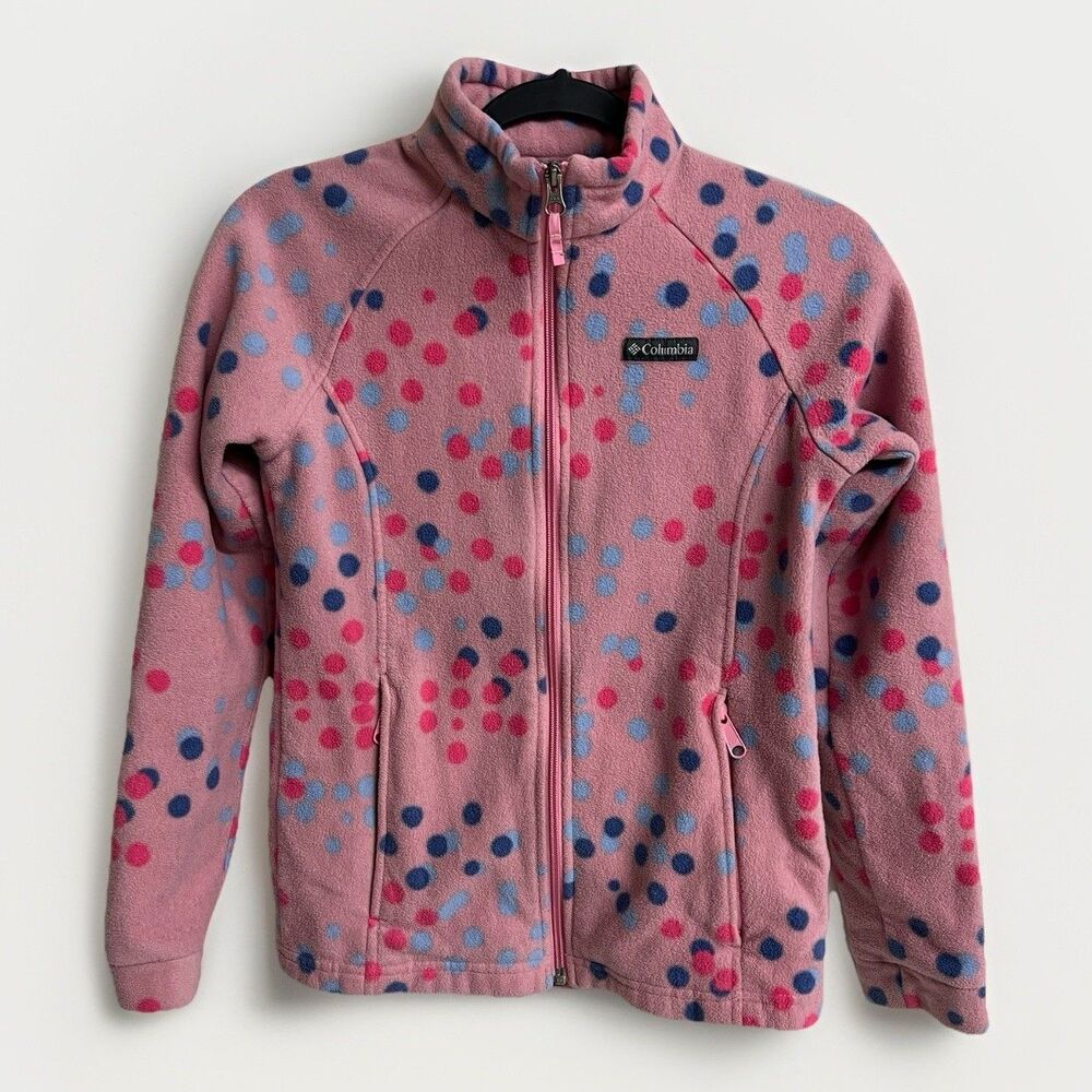 Columbia Girls Large 14/16 Benton Springs II  Fleece Jacket Pink Polka Dot